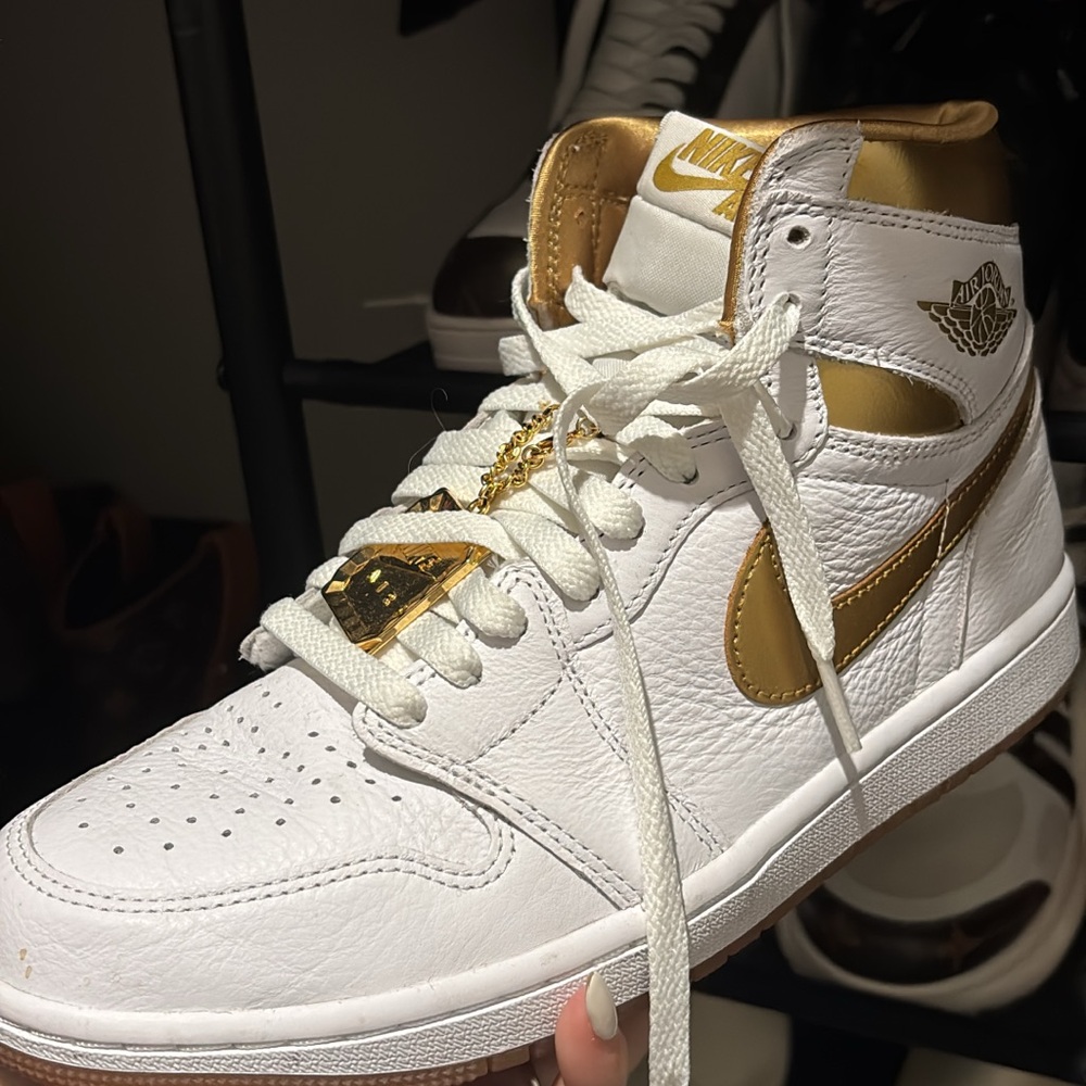 Nike Air Jordan 1 High White and Metallic Gold